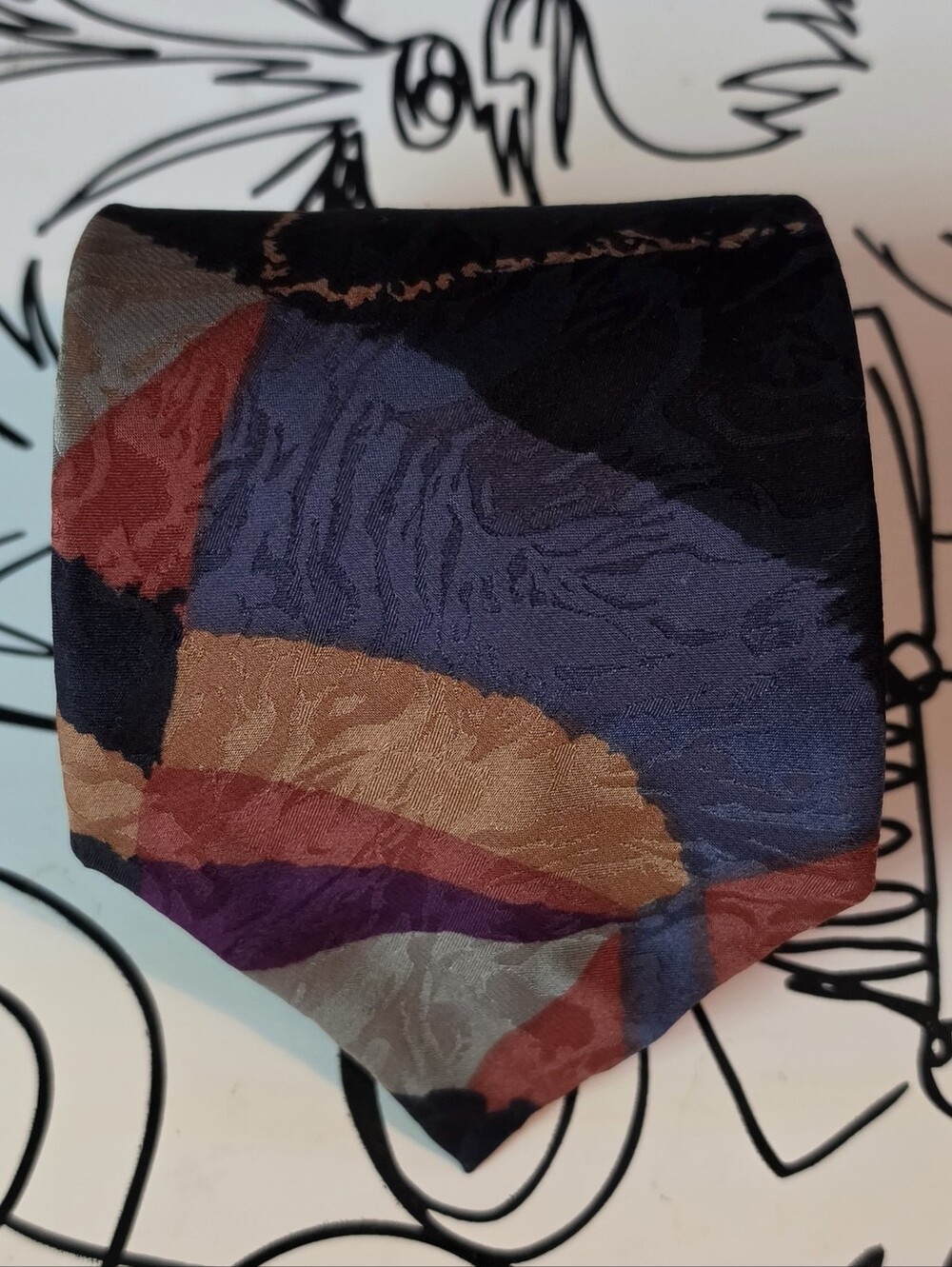 Vintage Saville Silk Tie Mens Multicolor Abstract Geometric Retro 90s USA